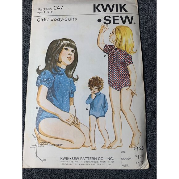 Kwik Sew Girls Boby Suits Sewing Pattern sz 4 6 8 247 - uncut - Picture 9 of 10